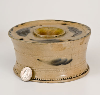 Large-Sized Cobalt-Decorated Inkwell attributed to Nathan Clark, Athens, New York, c1830