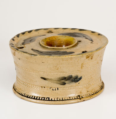 Large-Sized Cobalt-Decorated Inkwell attributed to Nathan Clark, Athens, New York, c1830