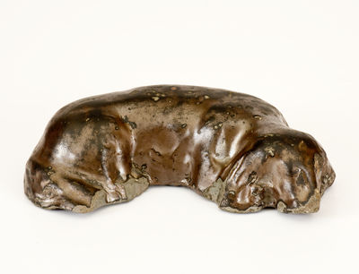 Huntingdon County, Pennsylvania Stoneware Reclining Spaniel Doorstop