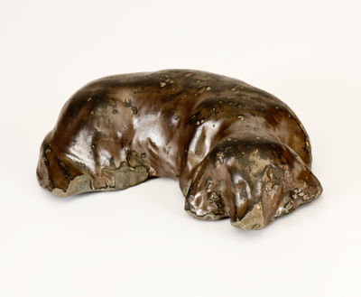 Huntingdon County, Pennsylvania Stoneware Reclining Spaniel Doorstop