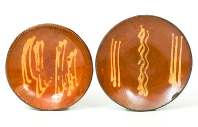 Two Slip-Decorated American Redware Plates, 19th century