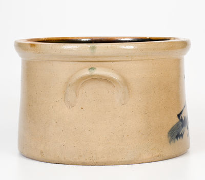 Scarce Six-Quart HAXSTUN & CO. / FORT EDWARD, N.Y. Stoneware Cake Crock w/ Bird Decoration