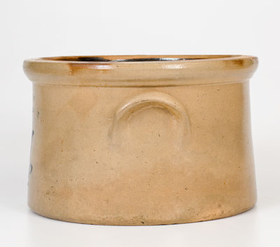 Scarce Six-Quart HAXSTUN & CO. / FORT EDWARD, N.Y. Stoneware Cake Crock w/ Bird Decoration