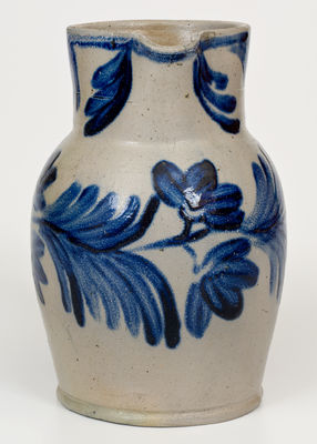 Fine Half-Gallon Baltimore Stoneware Pitcher w/ Cobalt Floral Decoration, circa 1845