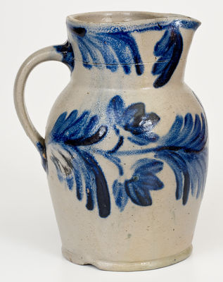 Fine Half-Gallon Baltimore Stoneware Pitcher w/ Cobalt Floral Decoration, circa 1845