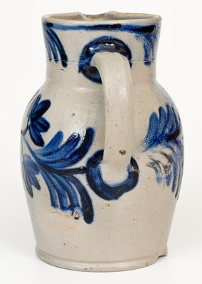 Fine Half-Gallon Baltimore Stoneware Pitcher w/ Cobalt Floral Decoration, circa 1845