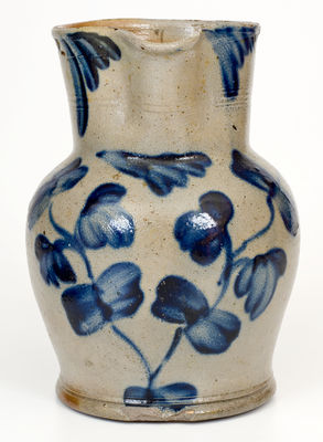 Fine Small-Sized attrib. Henry H. Remmey (Philadelphia) Stoneware Pitcher w/ Elaborate Floral Decoration