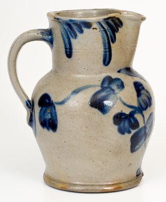 Fine Small-Sized attrib. Henry H. Remmey (Philadelphia) Stoneware Pitcher w/ Elaborate Floral Decoration