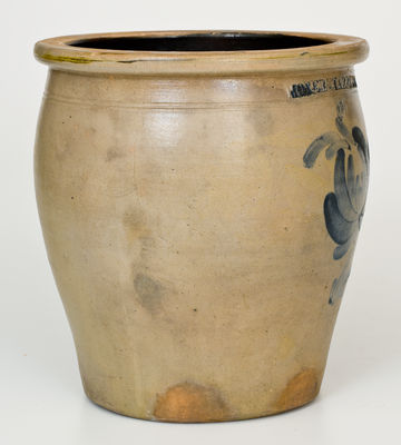William Moyer (Harrisburg, PA) Stoneware Jar w/ Cobalt Floral Decoration, 1858-1861