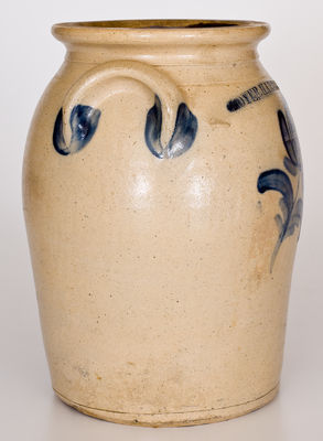 Wm. Moyer (Harrisburg, Pennsylvania) Stoneware Jar w/ Cobalt Tulip Decoration, 1858-1861