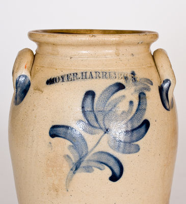 Wm. Moyer (Harrisburg, Pennsylvania) Stoneware Jar w/ Cobalt Tulip Decoration, 1858-1861