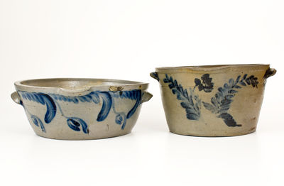 Two Cobalt-Decorated Stoneware Milkpans, Philadelphia and Baltimore origins