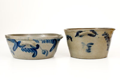 Two Cobalt-Decorated Stoneware Milkpans, Philadelphia and Baltimore origins