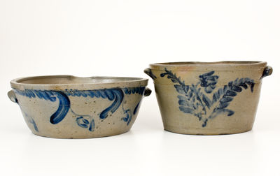 Two Cobalt-Decorated Stoneware Milkpans, Philadelphia and Baltimore origins