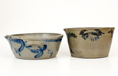 Two Cobalt-Decorated Stoneware Milkpans, Philadelphia and Baltimore origins