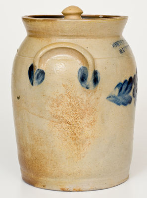 COWDEN & WILCOX / HARRISBURG, PA Stoneware Jar w/ Cobalt Floral Decoration