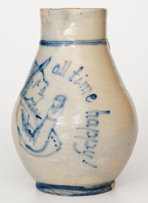 Outstanding Stoneware Pitcher w/ Man s Bust Inscribed 