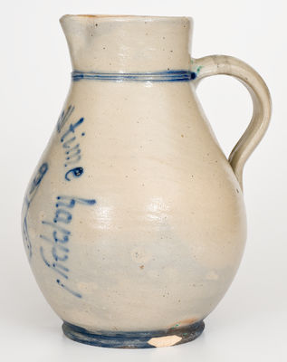 Outstanding Stoneware Pitcher w/ Man s Bust Inscribed 