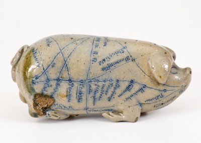 Anna Pottery 1884 Salt-Glazed Stoneware Pig Bottle w/ 