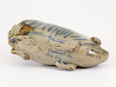 Anna Pottery 1884 Salt-Glazed Stoneware Pig Bottle w/ 