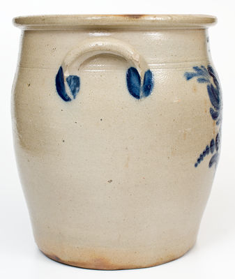 Four-Gallon COWDEN & WILCOX / HARRISBURG, PA Stoneware Jar w/ Elaborate Floral Decoration