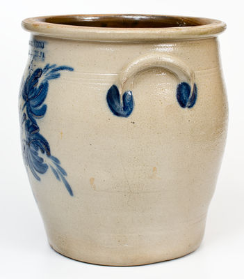 Four-Gallon COWDEN & WILCOX / HARRISBURG, PA Stoneware Jar w/ Elaborate Floral Decoration