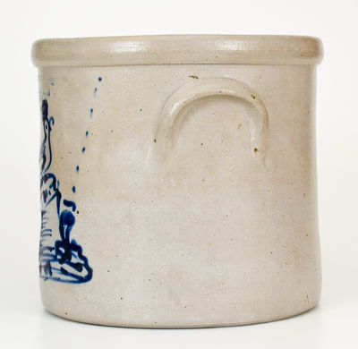 Scarce F. T. WRIGHT & SON / TAUNTON, MASS Crock w/ Bird on Stump