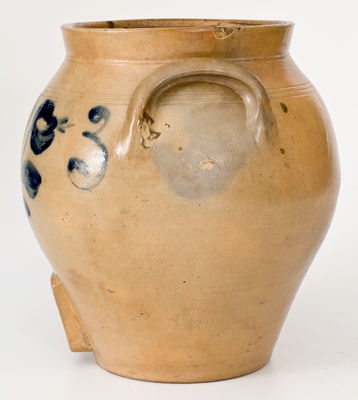 Three-Gallon Stoneware Water Cooler, possibly Cortland or Homer, NY, circa 1835