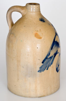 Two-Gallon WEST TROY, N.Y. POTTERY Stoneware Jug w/ Cobalt Bird Design