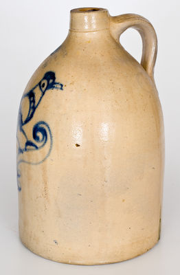 Two-Gallon WEST TROY, N.Y. POTTERY Stoneware Jug w/ Cobalt Bird Design