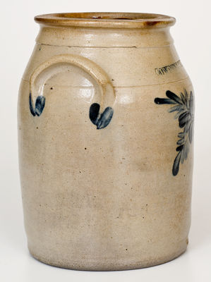 One-Gallon COWDEN & WILCOX, Harrisburg, PA Stoneware Jar w/ Unusual Floral Decoration