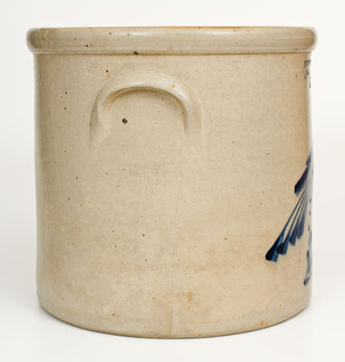 Scarce Six-Gallon F. T. WRIGHT & SON / TAUNTON, MASS Stoneware Crock w/ Large Bird on Stump