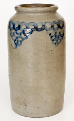 Stoneware Jar w/ Cobalt Chain Link and Fish Scale Decoration, att. Henry H. Remmey, Philadelphia