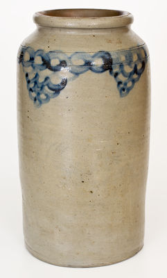 Stoneware Jar w/ Cobalt Chain Link and Fish Scale Decoration, att. Henry H. Remmey, Philadelphia