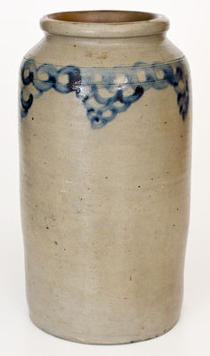 Stoneware Jar w/ Cobalt Chain Link and Fish Scale Decoration, att. Henry H. Remmey, Philadelphia