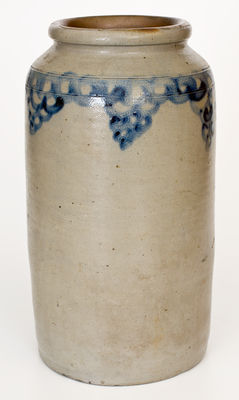 Stoneware Jar w/ Cobalt Chain Link and Fish Scale Decoration, att. Henry H. Remmey, Philadelphia