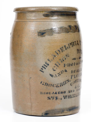 Fine Wheeling, West Virginia Stoneware Advertising Jar, Philadelphia Tea House