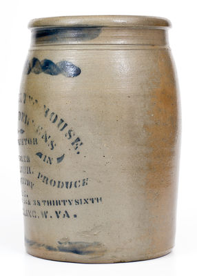 Fine Wheeling, West Virginia Stoneware Advertising Jar, Philadelphia Tea House