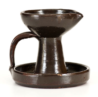 Albany-Glazed Ohio Stoneware Fat Lamp