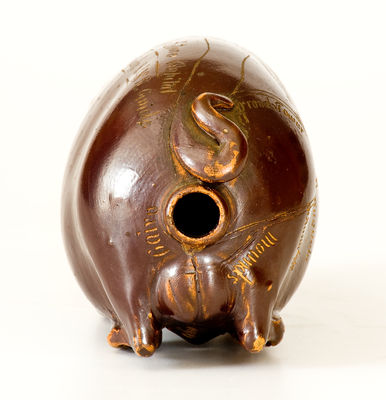 Fine Albany-Glazed Anna Pottery "Railroad & River Guide" Pig Bottle