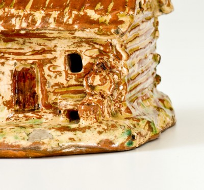 Extremely Rare Signed Jacob Neifer, Montgomery County, PA Redware Cabin Bank