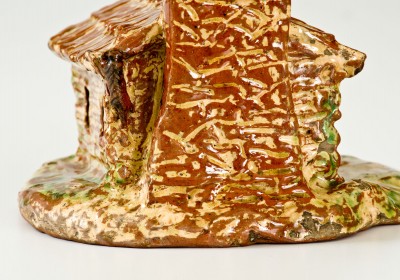 Extremely Rare Signed Jacob Neifer, Montgomery County, PA Redware Cabin Bank
