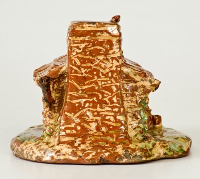 Extremely Rare Signed Jacob Neifer, Montgomery County, PA Redware Cabin Bank