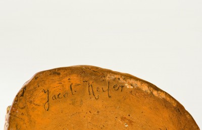 Extremely Rare Signed Jacob Neifer, Montgomery County, PA Redware Cabin Bank