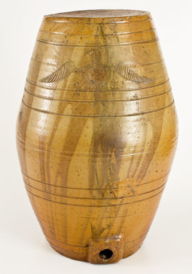 Exceptional EZER WHITE / 1841 Stoneware Keg w/ Incised Eagle Decoration, Ezra White, Mercer, PA