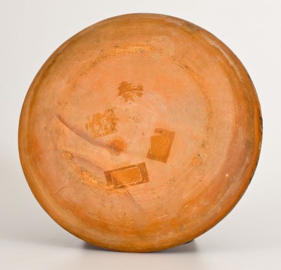 Exceptional Pennsylvania Redware Plate w/ Three-Color Slip Decoration