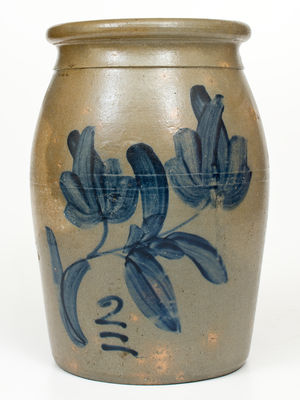 Two-Gallon Southwestern PA Stoneware Jar w/ Floral Decoration