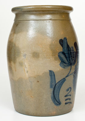 Two-Gallon Southwestern PA Stoneware Jar w/ Floral Decoration
