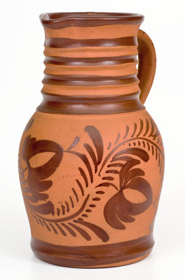 Scarce and Fine Large Tanware Pitcher, New Geneva or Greensboro, Pennsylvania