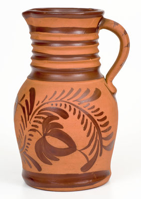 Scarce and Fine Large Tanware Pitcher, New Geneva or Greensboro, Pennsylvania